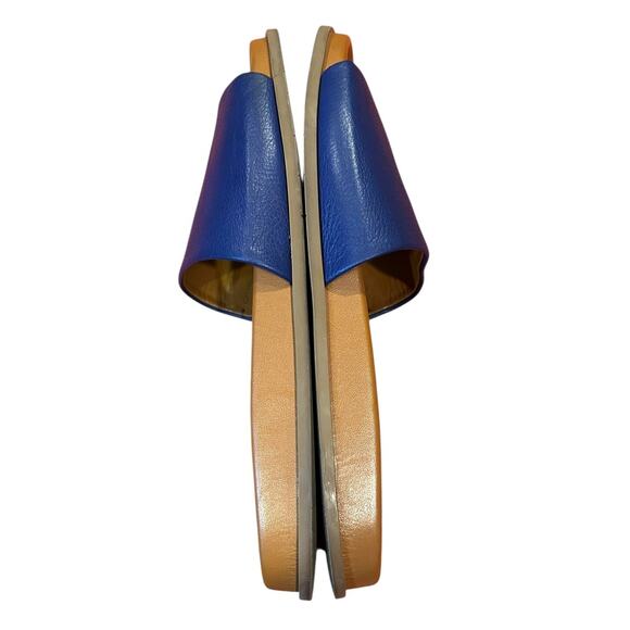 AQUATALIA Blue Pebbled Leather Slide Flat Slip On Sandals Women's Size 8 - Picture 7 of 9